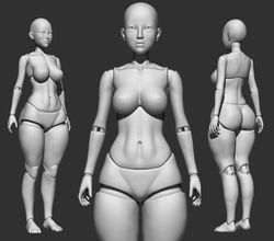 bjd doll 3d printing model eva anatomy woman body bjddoll 3dbjd balljointeddoll articulated dolly popovy games toys 3d print model - Mito3D