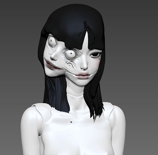 bjd girl doll inspired -tomie junji ito- bjd doll ball art horror sculptures  3D print model - Mito3D