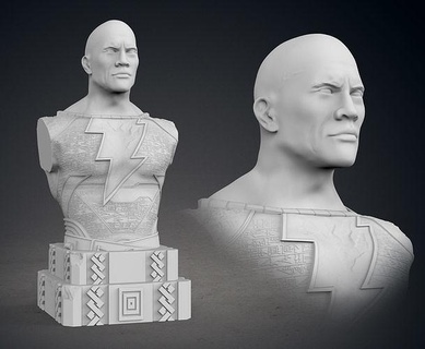 negro Adán busto rock Dwayne Johnson superhéroe anti héroe dc película egipt cuneiforme traje escultura 3d impresión Arte esculturas 3d print model - Mito3D