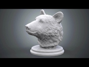 schwarz bär büste figur teddy statue grizzly kunst kopf druckbar drucken skulpturen 3d print model - Mito3D