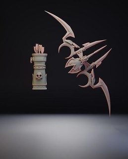 negro arco traidor templo mundo Warcraft arma Illidan flecha carcaj juegos juguetes 3d print model - Mito3D