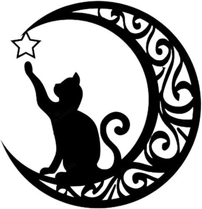 black cats moon metal sign arts wall hanging pendant decorations modern art living room bedroom kitchen hallway stairs fashion wallets 3d print model - Mito3D