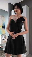 nero bagliore ritorno casa vestito donna moda elegante carattere capi abbigliamento 3d print model - Mito3D