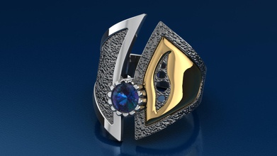 nero anello in oro stampa 3d modello gioielli rhino argento stampabile moda bellezza cnc fresatura gemma gioiello di diamanti la sterlina e anelli fidanzamento 3d print model - Mito3D