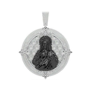 black jesus pendant blackjesus jesuspendant coloredglasswindow christpendant diamond faithpendant religious jewelry pendants 3d print model - Mito3D