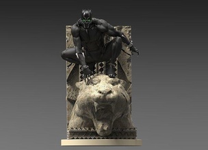 black panther statue sculpture figure stone art marvel collectible superhero games toys comics 3d print model - Mito3D