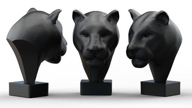 negro pantera cabeza escultura animal estatua criatura leopardo gato africano salvaje decoración pared lujo obra arte elegante naturaleza Arte esculturas 3d print model - Mito3D
