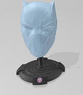 noir panthère casque supporter africain américain super héros mcu afficher réplique soutenir merveille film bande dessinée costume masque logo art scans répliques 3d print model - Mito3D