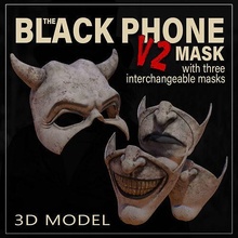 schwarz Telefon Maske v2 Grabber Grusel Ethan Hawke Kunst Skulpturen 3d print model - Mito3D