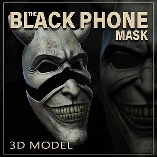 noir téléphone masque Ethan Hawke horreur diable démon tueur série art sculptures 3d print model - Mito3D