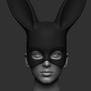 black rabbit mask halloween pumpkin head art design crypt scans replicas 3d print model - Mito3D