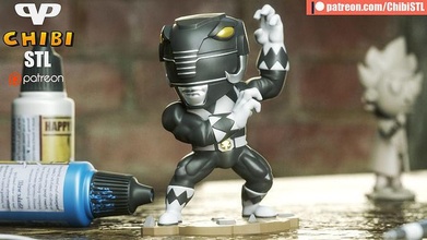 noir ranger chibi stl 3d impression chibistl 3dxm Jeux jouets 3d print model - Mito3D