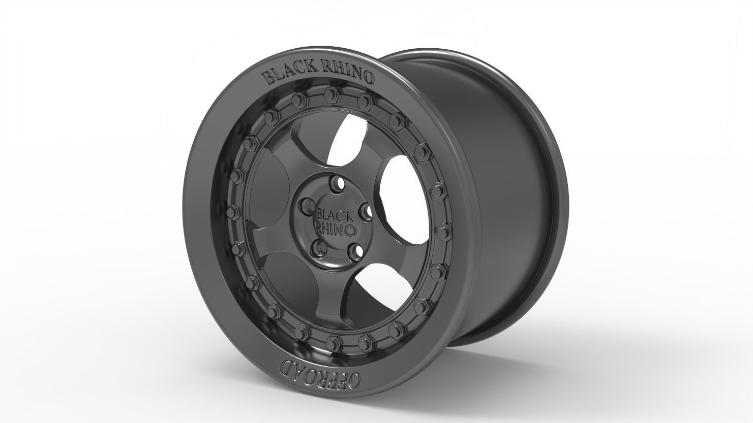 black rhino wheel rim model design printable american racing truck tire tyre chrome steel equipment sterling white aluminum hobby diy automotive 3D print model - Mito3D