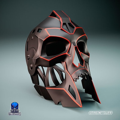 preto crânio cosplay mascarar cara demônio capacete esqueleto necromante necron morto morto vivo bruxas moda 3d print model - Mito3D