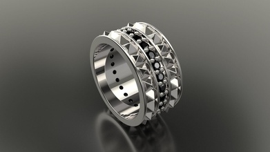 tachas pretas anel de nós 4 ouro prata jóia o preto pregos thomas sabo os homens homem banda diamante ruby branco gem jóias anéis 3d print model - Mito3D