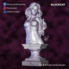 schwarze katze büste besondere ausführung schwarz spinne wunder comics superschurke statue weiblich skulptur frau zahl kunst skulpturen 3d print model - Mito3D