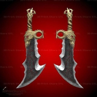 blades chaos god war cosplay - fan art hammer mjolnir thor blade horror halloween kratos game accessories axe equipment toy weapon sword shield toys exile games 3d print model - Mito3D