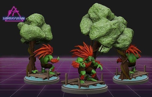 blanka figure street fighter streetfighter videogames boardgames retro vintage miniature toy games toys board 3d print model - Mito3D