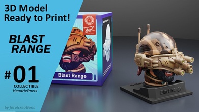blast range collectible headhelmets 01 fiction machinery soldier command action helmet printandpaint 3dprinting printing3d zbruhs model3d modeltoprint games toys 3d print model - Mito3D