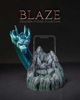 blaze dragon phone guardian - holder stl phoneholder iphone mobile stand office cell print house electronics cellular gadgets smartphone accessories 3d print model - Mito3D