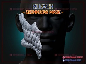 bleach grimmjow mask - skull bone teeth jaw ichigo hollow ghost halloween cosplay helmet custom toys games 3d print model - Mito3D