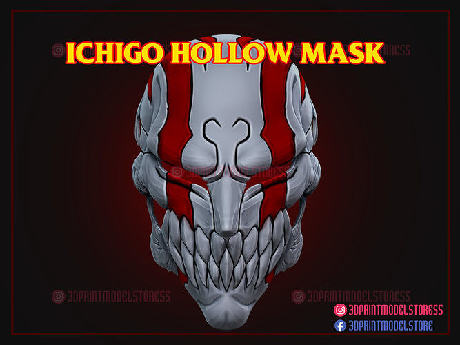 candeggiare ichigo cavo maschera anime manga kurosaki cavaliere casco cranio cosplay halloween armatura naruto giochi giocattoli 3D print model - Mito3D