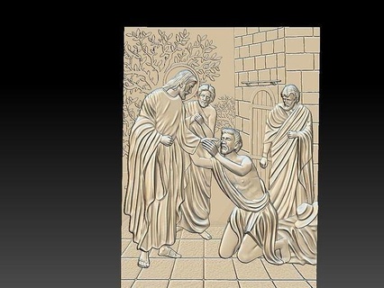 cieco uomo Gerico Cristo 3d sollievo stl cnc stampa jesu paralitico Gesù arte sculture 3d print model - Mito3D