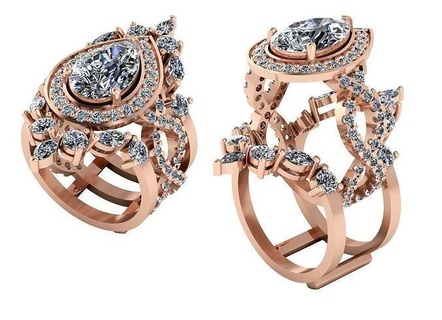 costoso ring 2 parts súper divertido diamantes colores gemas doble joyería joya precioso lujo riqueza brillante regalo imprimible decoración anillos 3d print model - Mito3D