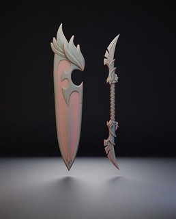 blood elf guard weapons - world warcraft bloodelf shield polearm games toys 3d print model - Mito3D