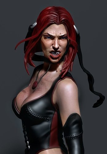 Bloodrayne 3d drucken Statuen Frau Rayne Videospiele Vampir Spiel Charakter weiblich Waffen Klinge Soldat Waffe Militär Person Dracula Grab Kunst Skulpturen 3D print model - Mito3D