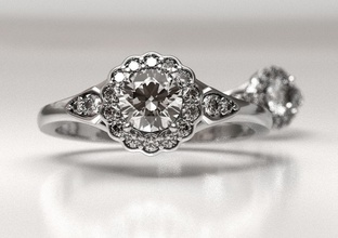blossom engagement ring jewelry button burgeon flower bud garmonic diamond engagem rings 3d print model - Mito3D