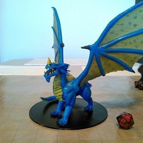 blue dragon dragons bleu donjons Dragons dnd éclaireur prix récompense médaille art sculptures 3D print model - Mito3D