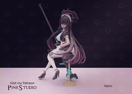 Blau Archiv Karin Manga Anime Kunst Skulpturen Harem isekai waifu einfach Hase Maid Kisaki Asuma Sicher glänzend Beste 3d print model - Mito3D