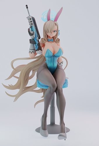 blau archiv asuna hase mädchen nsfw frau kunst bunnygirl gewehr spiel spiele spielzeuge 3D print model - Mito3D