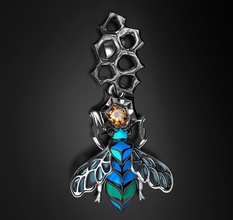 mavi arılar emaye kolye mücevher geometri bal neon guguk kuşu petek gümüş siyah altın sterlin gençlik vahşi doğa kekik nitidulus takı 3d print model - Mito3D