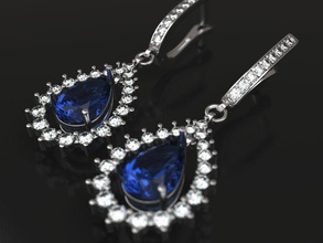 blue drop earrings jewelry radiance pear shine 3d print model - Mito3D