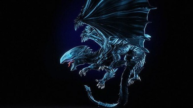 blu occhi bianca drago fantasia mostro cavaliere magico dinosauro carattere creatura bestia immaginario prigione cinese lame arma mmo mmorpg yu gi oh carta giochi giocattoli 3d print model - Mito3D
