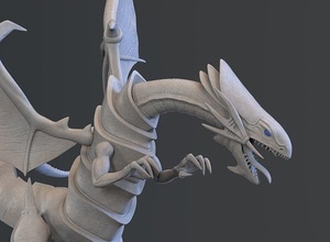 blu occhi bianca drago pronto to stampa 3d modello creatura anime bianco dagli yugioh yugi giochi giocattoli fantasia 3d print model - Mito3D