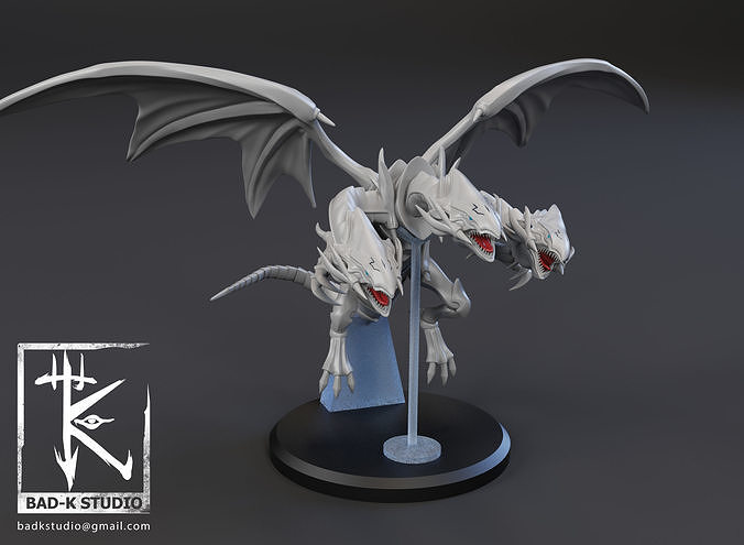 azul ojos blanco continuar listo to impresión 3d modelo criatura anime dragón azules yugioh yugi oh juegos juguetes fantasía supremo blueeyesultimatedragon arte esculturas 3D print model - Mito3D