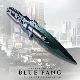 blue fang cyberpunk 2077 scifi sci fi future futuristic game games art knife dagger daga neurotoxin prop cosplay printable chum cdproject hobby diy 3d print model - Mito3D