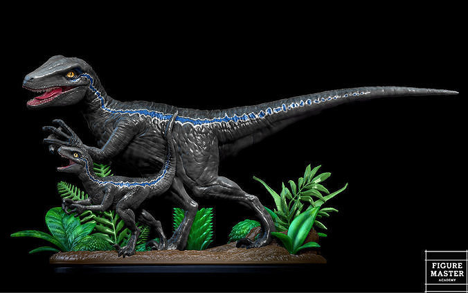 blu giurassico mondo dominio bambino dinosauro arte sculture 3D print model - Mito3D