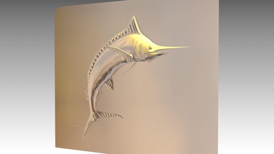 bleu marlin impression modèle poisson requin océan mer l'eau ailette art sculptures 3d print model - Mito3D