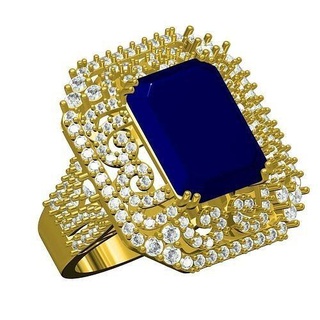 bleu saphir calcul art déco style bague bijoux anneaux diamant bijou argent mariage engagement 3d goujat conception imprimable Personnaliser 3d print model - Mito3D