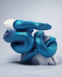 azul serpiente cascabel miniatura zbrush 3dsnake 3dminiature serpientes cobra reptil miniaturas figuritas pitón liquen fantasía figurilla imprimible Arte esculturas 3d print model - Mito3D