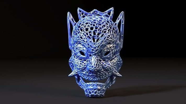 blue spirit mask avatar halloween holiday party decoration decorative voronoi art home figure wireframe decor lamp wire 3d print model - Mito3D