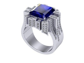 blue stone diamonds ring diamond golden silver jewelry rings 3d print model - Mito3D