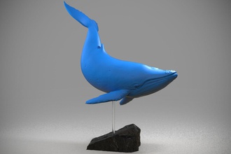 mavi balina balık okyanus garson hayvan sanat tasarım minyatürler figürinler 3d print model - Mito3D