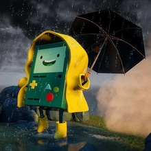 bmo avventura finn jake finnthehuman giocattolo robot cartone animato pioggia cappuccio figura miniatura elettronica gioco giochi giocattoli 3d print model - Mito3D