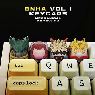 bnha vol keycaps - mechanical keyboard boku hero keycap artisan anime tecla teclado deku seinen uraraka bakugo kachan might cherry mx pc printable games toys game accessories 3d print model - Mito3D