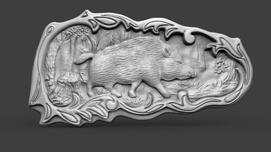 boar bas refief relief forest sculpt sculptures zbrush print ready art poly nature statue deco printable 3d print model - Mito3D